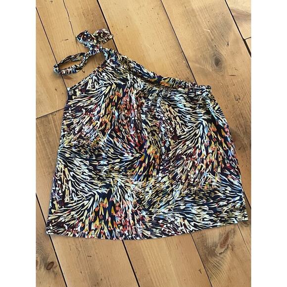 BiBi women's one shoulder multi color print blouse. Small. - Picture 1 of 4